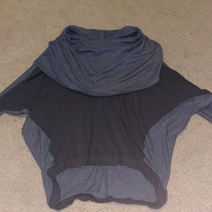 Blue and gray cowl neck sweater